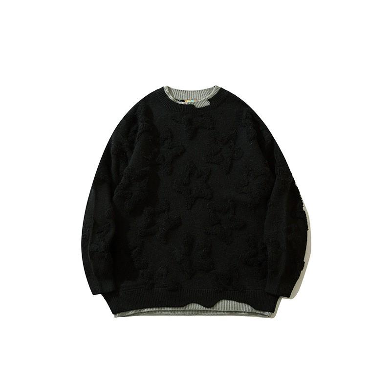 Unisex Star Knit Sweater Mens Loose Fit Winter Casual Pullover With Jacquard Design