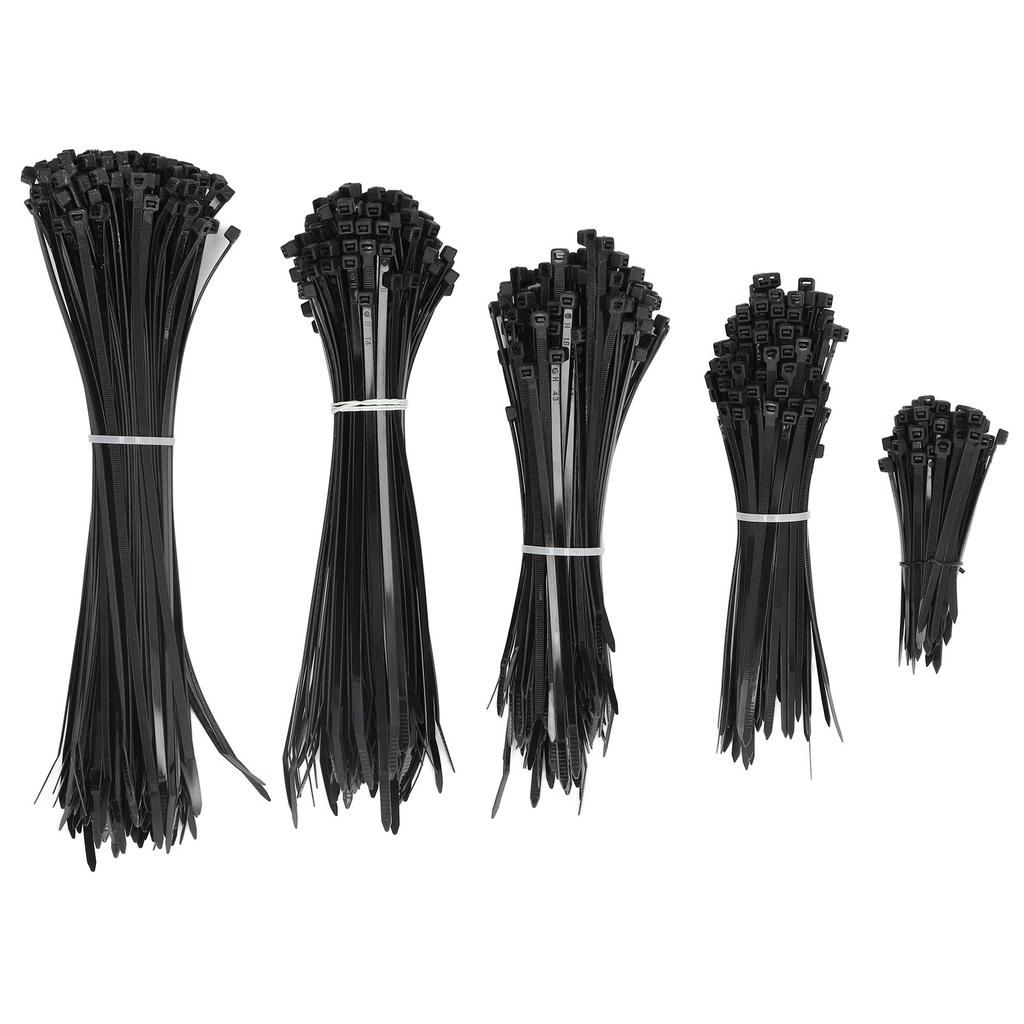 700Pcs Cable Tie 40lb Strength Hose Zip Self Locking Set Kit for Wire Line Black