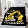 excavator Theme Printed Blanket - Perfect for Couch, Bed, Travel & Outdoor Use | Machine Washable, Cozy & Durable.