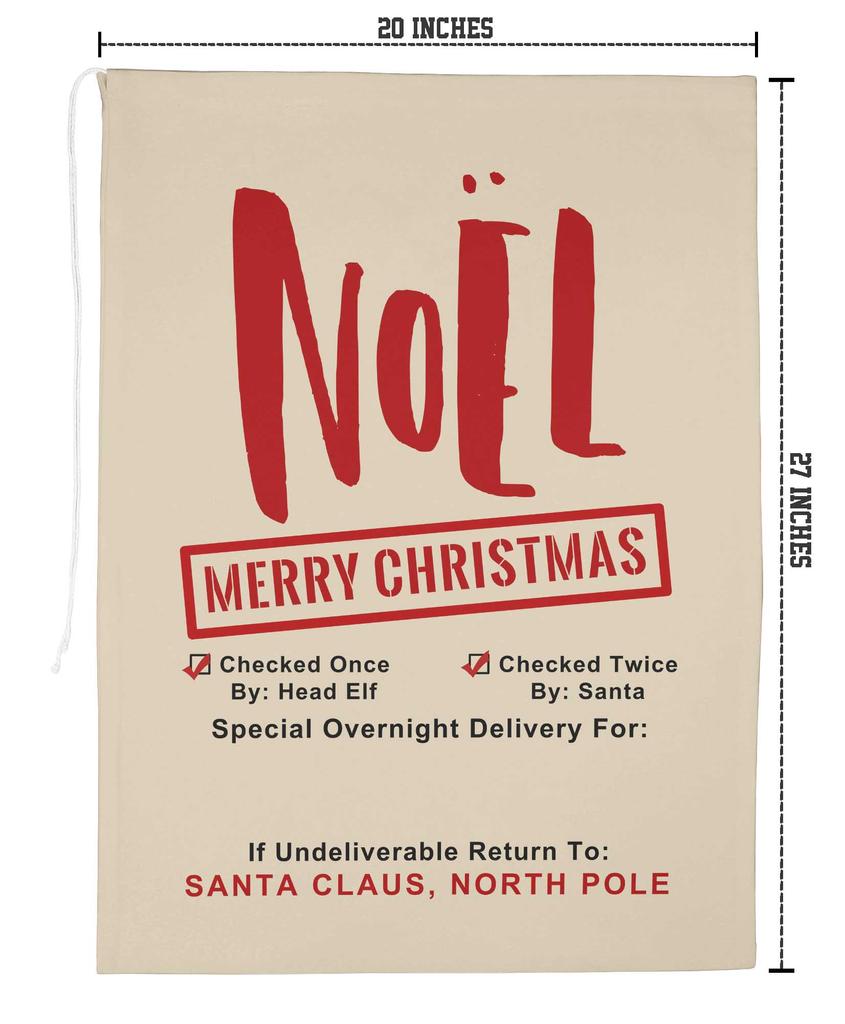 Printtoo Упаковка из 2 специальных рождественских мешков со шнурком, очень большого размера, для многоразового хранения рождественских подарков, 27x20 дюймов