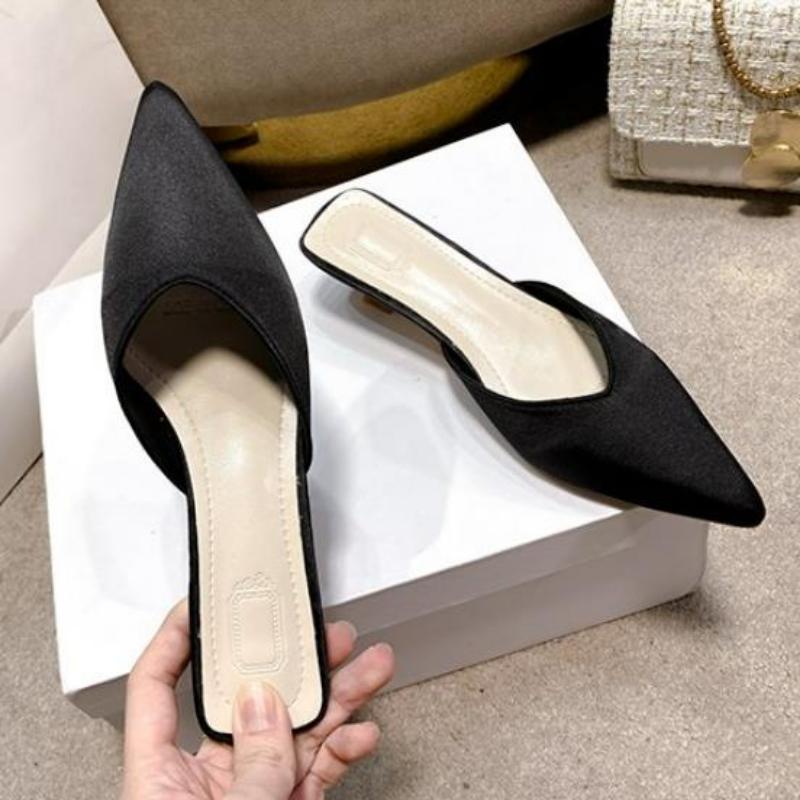 Новый дизайн, женские тапочки на высоком каблуке, летние женские туфли без шнуровки, туфли-лодочки с острым носком, сандалии на низком каблуке, уличные повседневные шлепанцы
