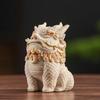 Sandstone Pixiu (mythical creature) figurine, a decorative item for office desks and workstations, featuring a Qilin (mythical creature)