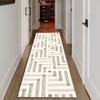 Minimalist Geometric Line Runner Rug, Black Abstract Striped Long Hallway Carpet Non Slip Washable Entryway Floor Mat
