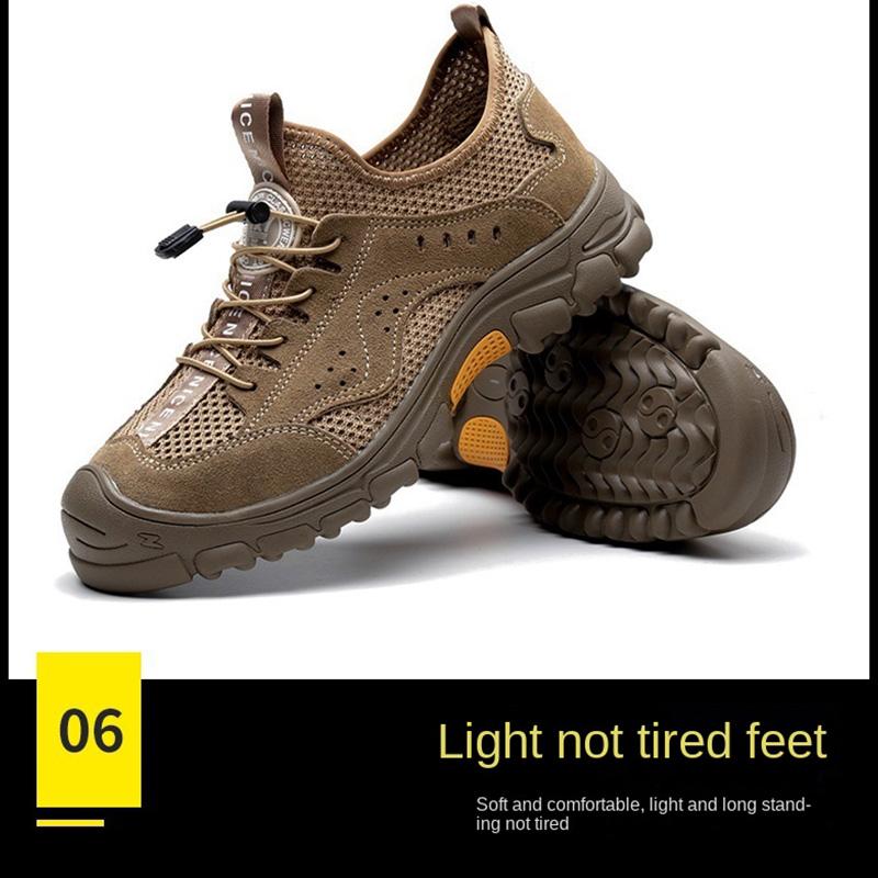 Oulylan High-Quality Steel Toe Work Footwear Summer Breathable Anti-Slip Safety Shoes Men Anti-Puncture Anti-Smash Labor Boots