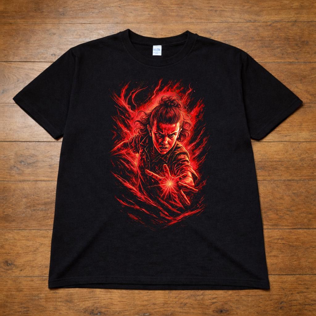 Stranger Things Eleven TShirt Black Netflix TV Show Tee Unisex Kids Adults
