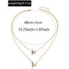 Metal butterfly love necklace, European and American simple niche high-end double-layer stacked collarbone chain accessories