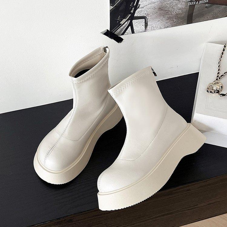 Short Leg Boots Women 2024 New Autumn Thick Soles Show Thin Man Increase Fried Street Skinny Women Boots