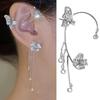 1Pc Ear Wrap Earring High Gloss Dress Up Without Piercing Trendy Shiny Cubic Zirconia Butterfly Ear Cuff Party Jewelry