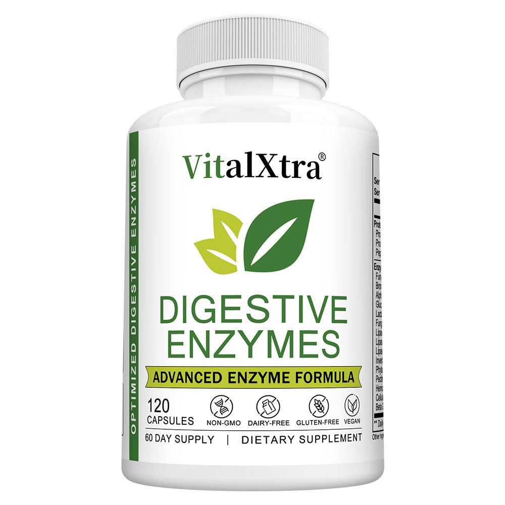 Digestive enzymes support the digestion of proteins, carbohydrates, fiber, and dairy products. 120 capsules.