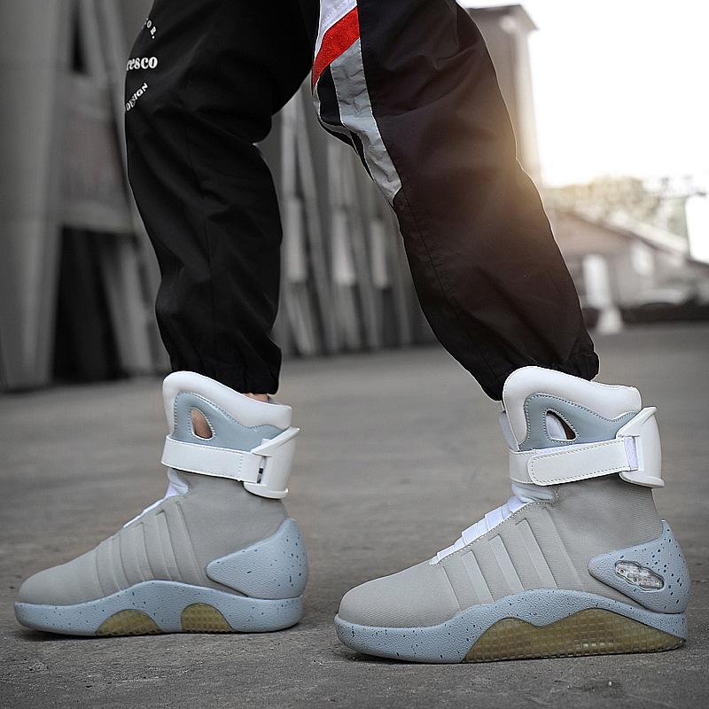 Обувь Future Warrior с высоким берцем, зарядка через USB, танцевальная обувь для привидения + мужская обувь, нескользящая, цветная, ночная, светящаяся, баскетбольная обувь со светодиодной подсветкой