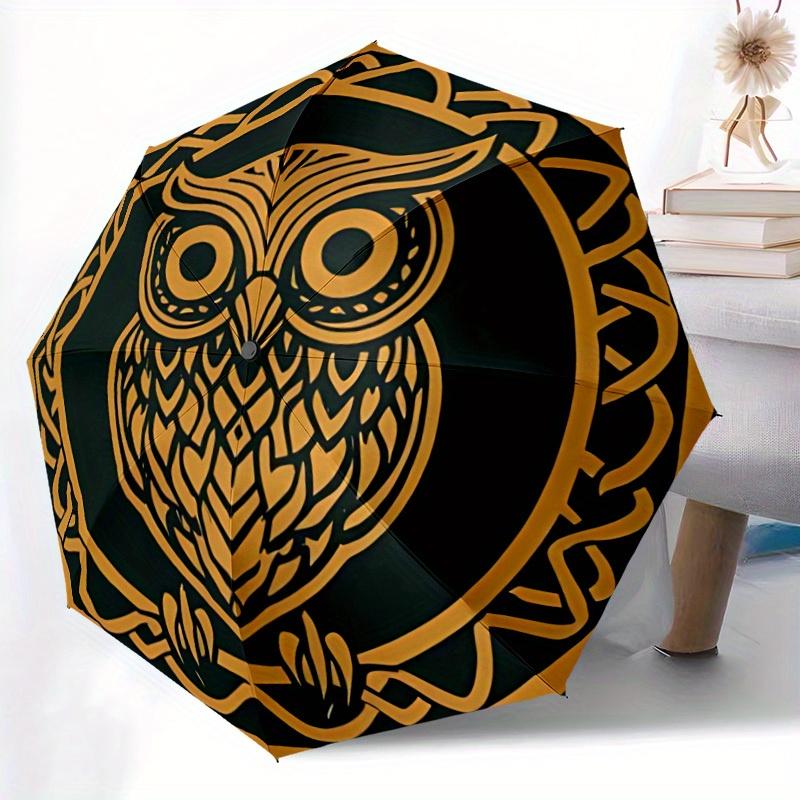 1pc Owl Celtic Automatic Open/Close Umbrella, Portable Folding Umbrella for Travel, Themed Events, It is suitable as a gift for various festivals, Out