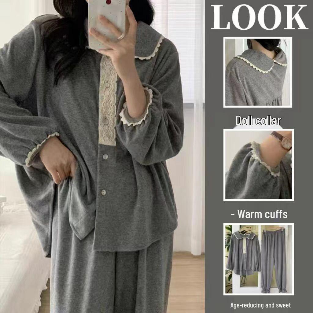 Кружевная ночная сорочка для беременных на весну и осень - Женская милая и свободная пижама, больших размеров, для ношения дома или на улице