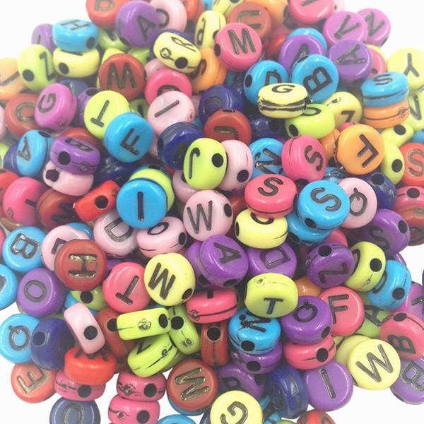 Mixed Letter Acrylic Beads Round Flat Alphabet Digital Cube Loose Spacer Beads For Jewelry Making Handmade Diy Bracelet Necklace