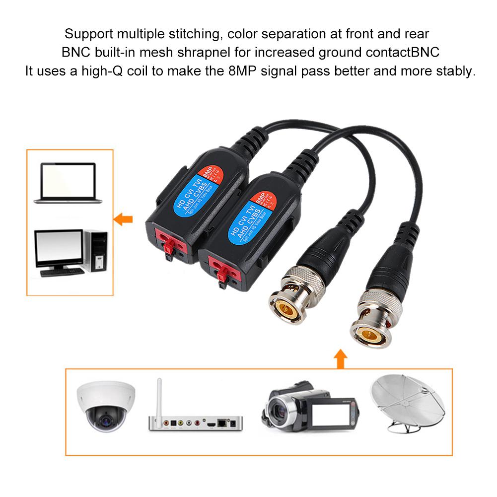 8MP BNC HD Video Balun Pair Transmitter Cable Transceiver Adapter Passive