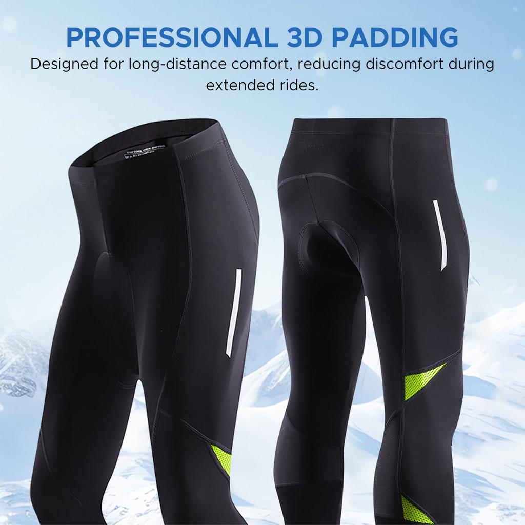 Riding Pants Men"s Cycling Pants with Plush Warmth 3D Padding Sweat-Wicking Breathable for Winter