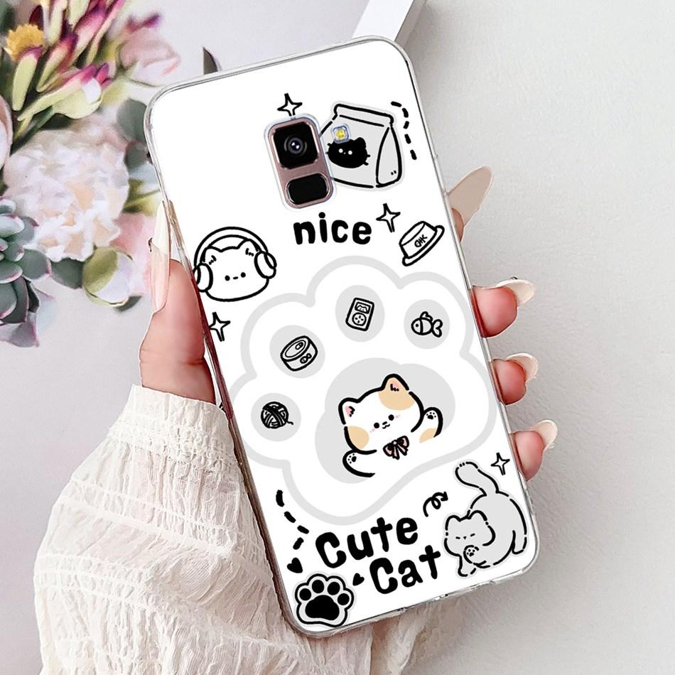 Phone Case For Samsung Galaxy A8+ (2018) SM-A730F / A8 (2018) SM-A530F Elegant Floral Butterfly Soft Silicone TPU Cases