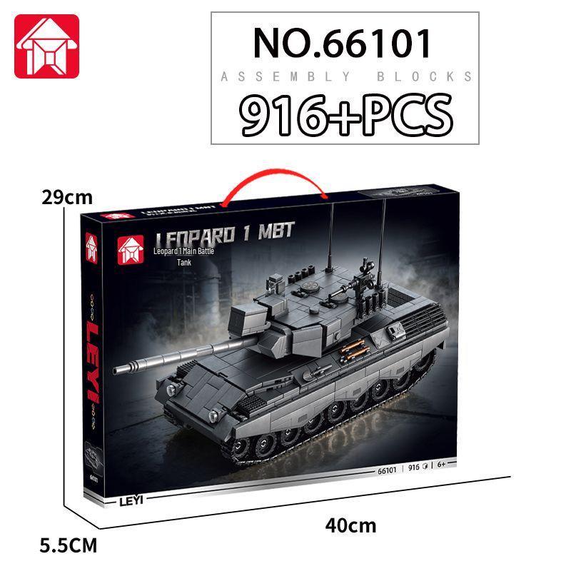 LeYi 66101 Немецкий основной боевой танк Leopard 1 Строительные блоки Военная игрушка для мальчиков