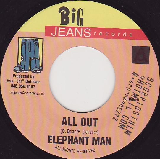 7inch Record ELEPHANT MAN / DANNY ENGLISH - All Out / Why Bow Down BJ036 Big Jeans Recor 2003 US Reggae, Ska & Dub Used