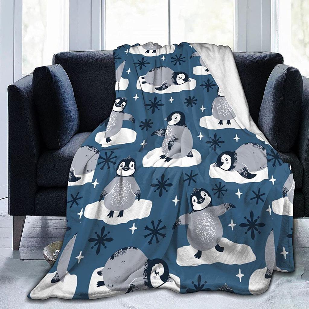 Мягкое теплое одеяло с пингвином, легкое фланелевое флисовое покрывало для кровати, подарок для девочек, мальчиков, мужчин, женщин, стул, диван