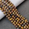 Круглые бусины из натурального золотого тигрового глаза, свободные бусины из целебных драгоценных камней, изготовление ювелирных изделий своими руками для браслета и ожерелья, размер 6 мм, 8 мм, 10 мм.