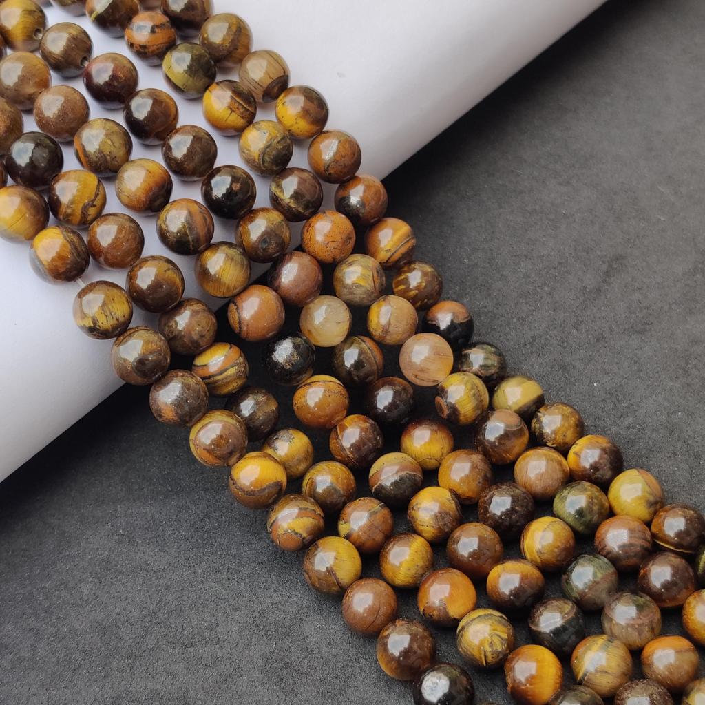 Круглые бусины из натурального золотого тигрового глаза, свободные бусины из целебных драгоценных камней, изготовление ювелирных изделий своими руками для браслета и ожерелья, размер 6 мм, 8 мм, 10 мм.