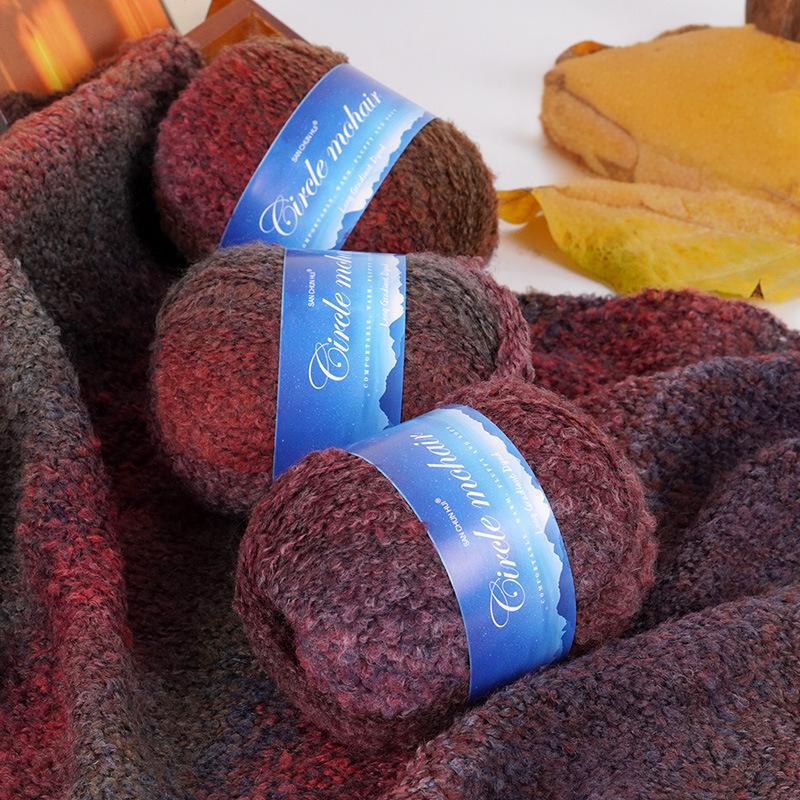 50G Секция Легкая Длинная Роскошная Пряжа Градиентной Окраски Теплый Мохер Мягкая Петля Пушистая