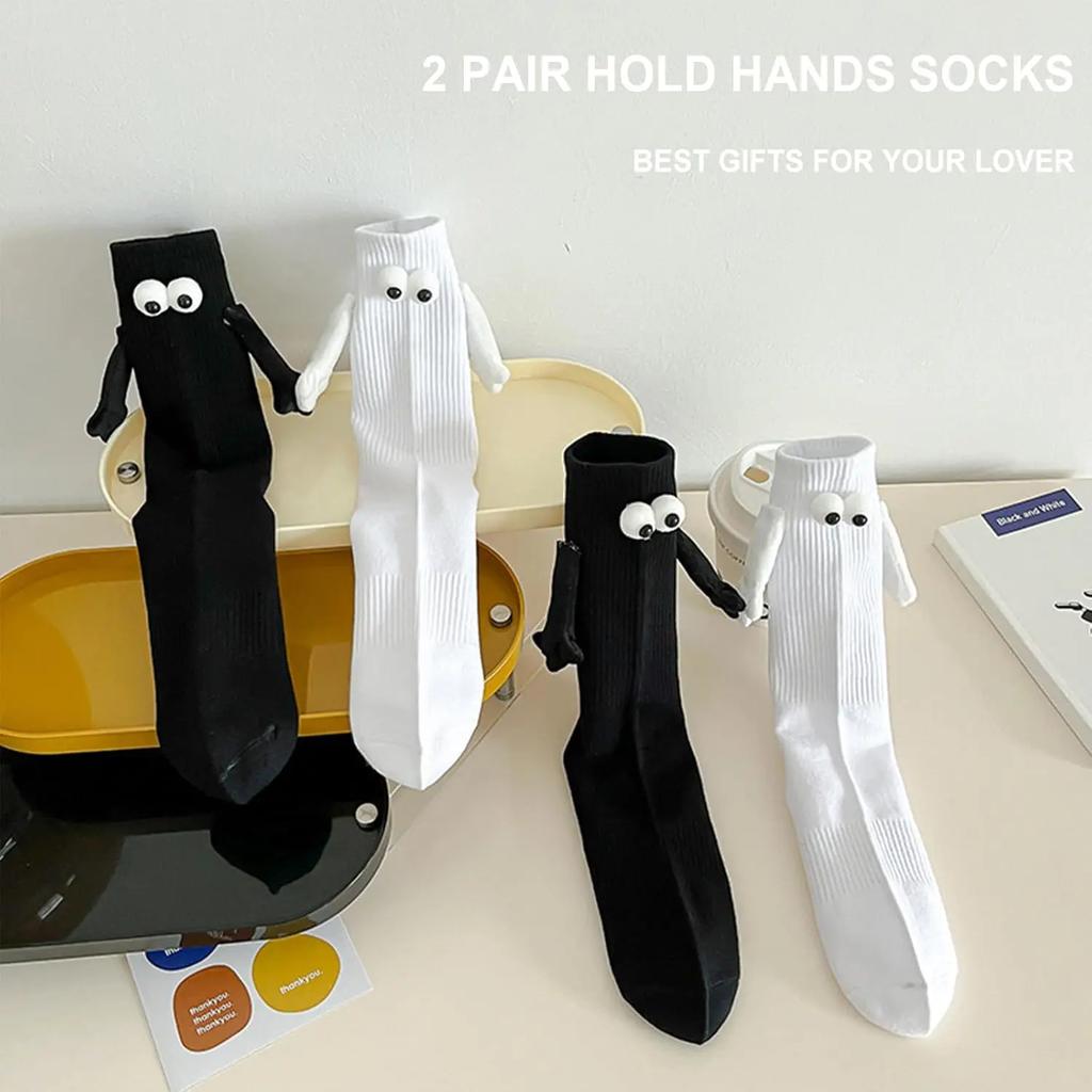 Anniversary Gift Magnetic Holding Hands Socks Funny Couples Novelty Socks for Women Men Teens Friends Birthday Present