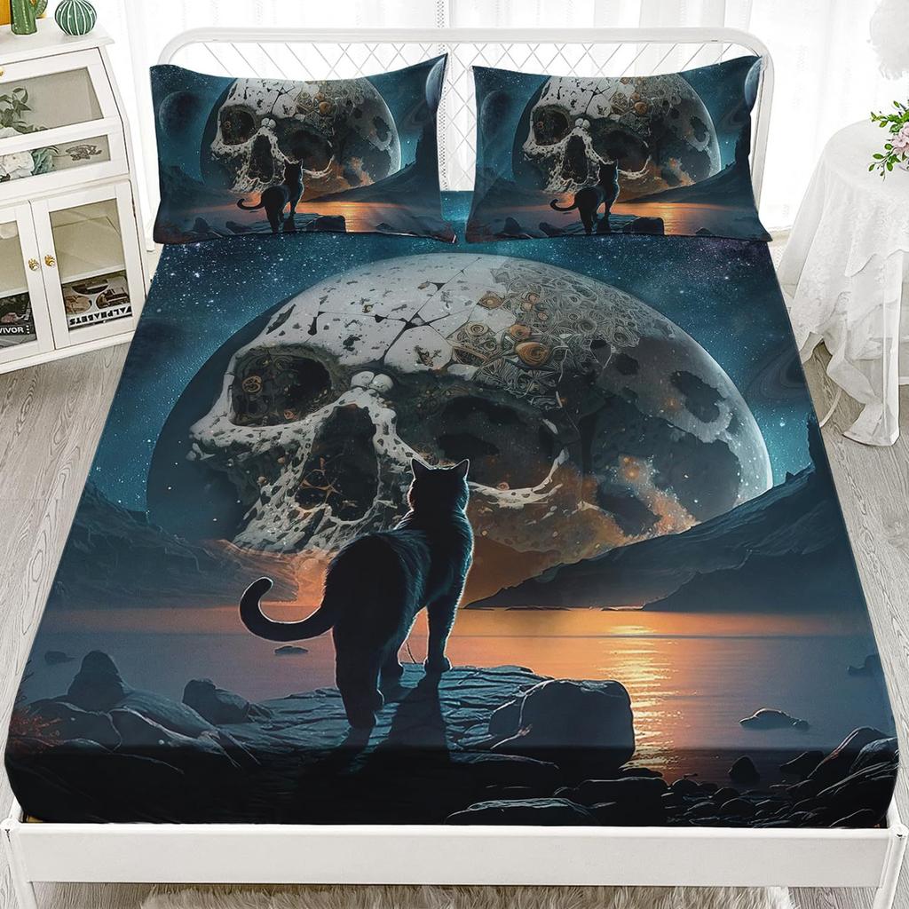Butterfly Skull Personalized Pattern Mattress Three-Piece Digital Printing Bedding Set Children Adult