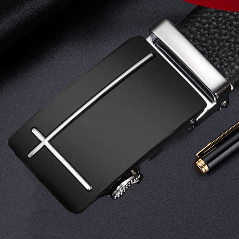 New Trendy Men's Belt Automatic Buckle Leather Trousers Belt Business Casual Young and Middle Aged Trousers Belt Men
