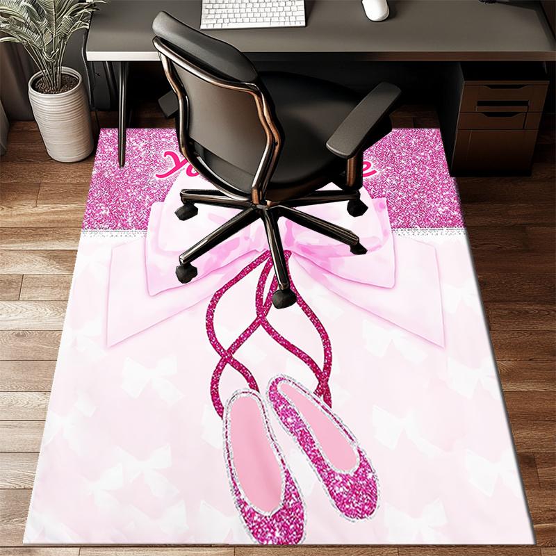 1PC Custom Name Pink Ballet Shoes Bow Theme Floor Mat Ideal for Living Room, Game Rooms, Office, Bedroom,Floor Mat Playful Design
