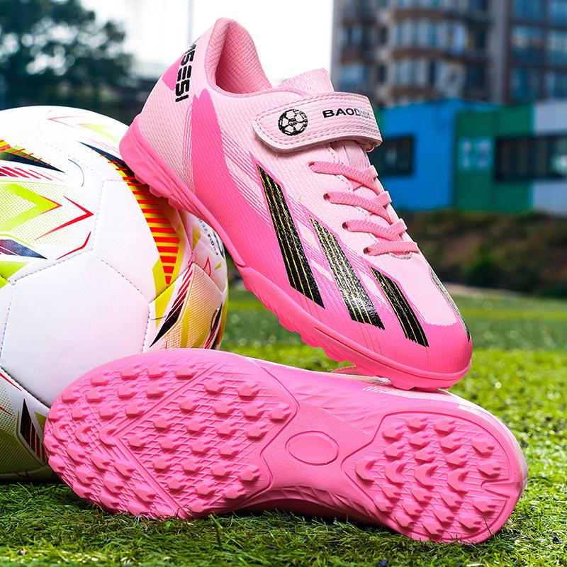 Детские футбольные бутсы Четыре сезона Кожа Липучка Износостойкие Ударопрочные Длинные шипы Кроссовки для бега