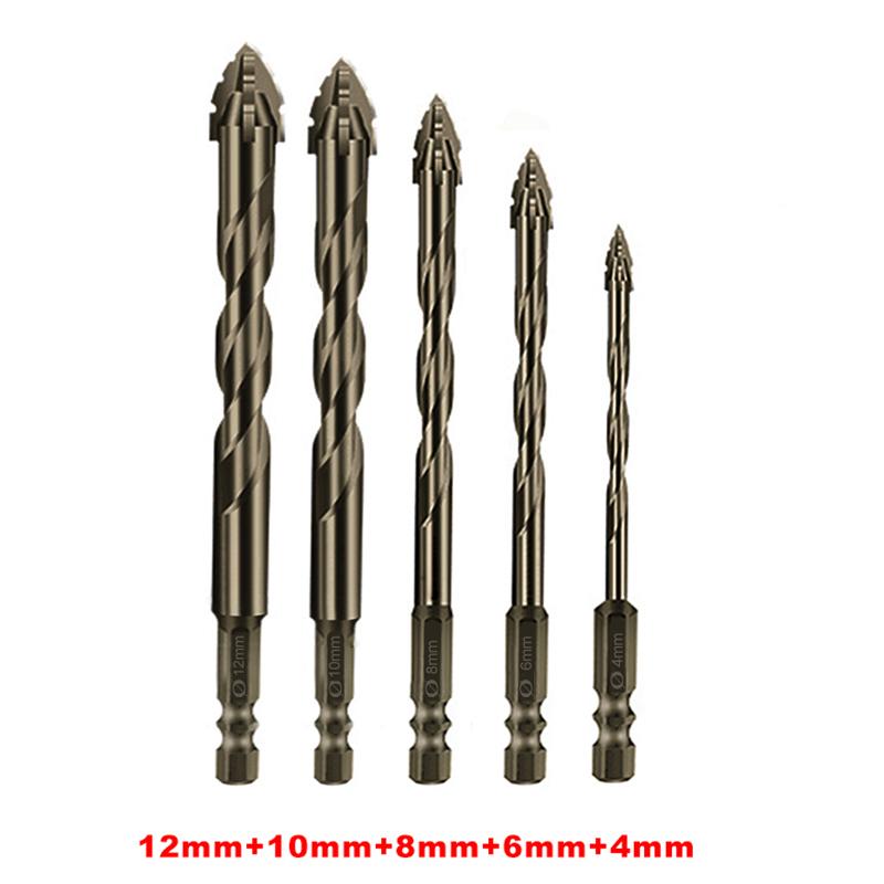7PCS 3-12MM Four-Edged Serrated Eccentric Bit Set for Dry Drilling of Ceramic Tiles Glass Marble Concrete Stainless Steel 3