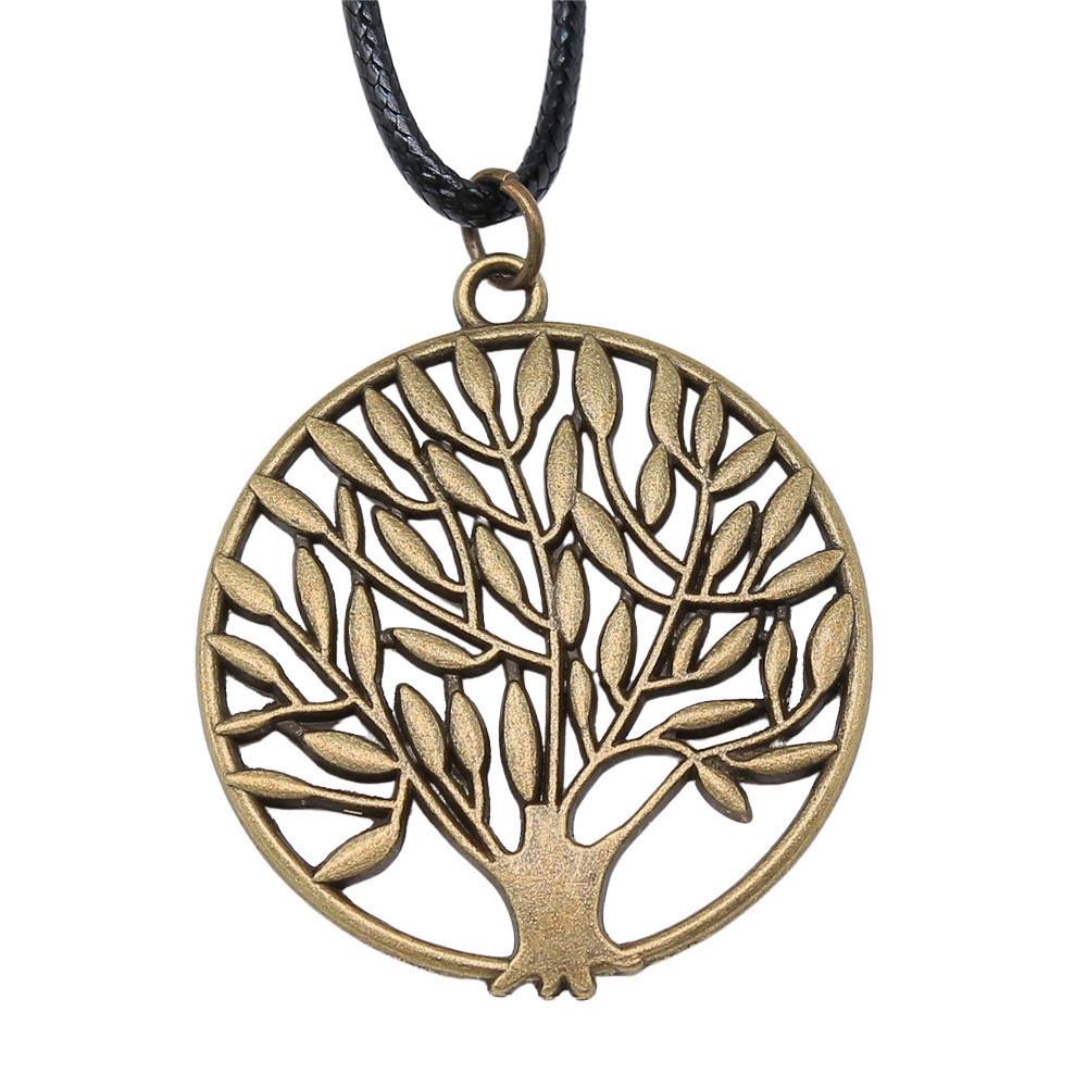 Антикварный кулон-ожерелье "Древо Жизни" Nature Boho Statement Jewelry 45см Кожаная цепочка