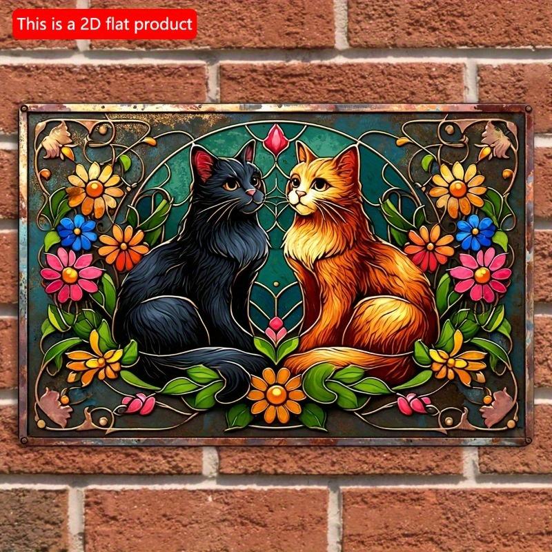 2d Плоский 30*20см, Винтажная Деревянная Табличка, Декор для Стен с Черными и Рыжими Котами, Подвесная Табличка на Кошачью Тематику, для Дома, Кухни, Сада, Спальни, Бара.