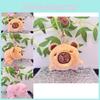 Soft And Cuddly Flip Capybara Plush Keychain Animal Doll With Pink And Brown Colors