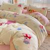 Thickened Milk Fleece Four-Piece Set, Milk Fleece Coral Fleece Bed Sheet Quilt Cover Double-Sided Flannel Bed Three-Piece Set