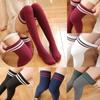 Sexy Girl Socks Japanese Style Long Socks Navy Three Stripe Cotton Over Knee Thigh High Stockings