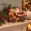 Santa Claus And Reindeer Ornaments Christmas Figurine, Resin Elk Car Ornament, Retro Gifts for Family Style Desktop Decoration Mantelpiece Dining