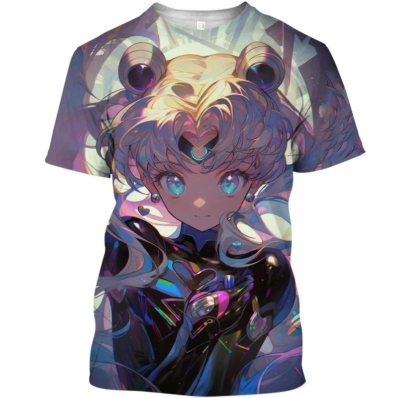 2024 Street Wear Футболка Смешная футболка Sailor Moon Street Wear Топ женский 3D принт женский графический аниме девушка y2kМужская одежда