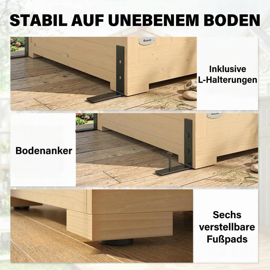 Garden Cabinet Wood Walk-In Tool Shed with Shelf Acrylic Windows Double Door Asphalt Roof Louvered Ventilation Floor Panel