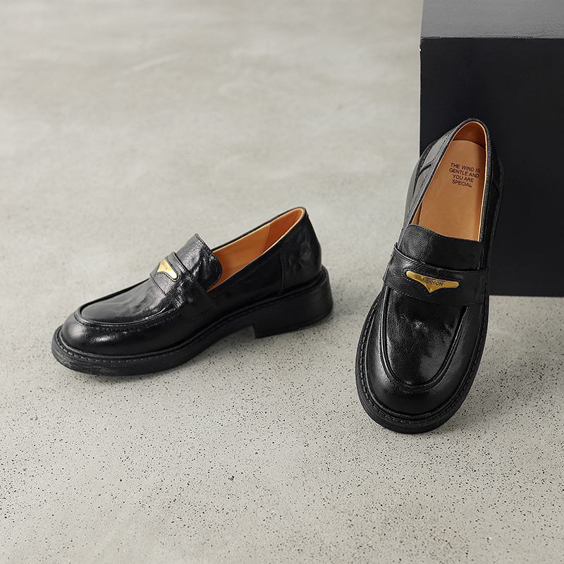 Krazing Pot Овчина круглый носок низкий каблук осень лето обувь без застежек женские оксфорды туфли металлические застежки лодочки