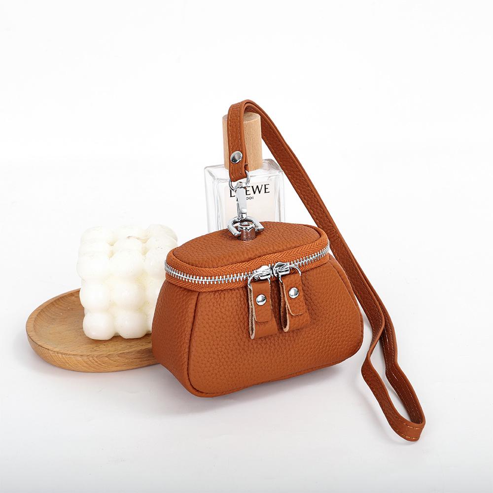 Компактный кошелек для монет из коровьей кожи высшего качества: Стильный чехол-ожерелье для помады, косметики или наушников