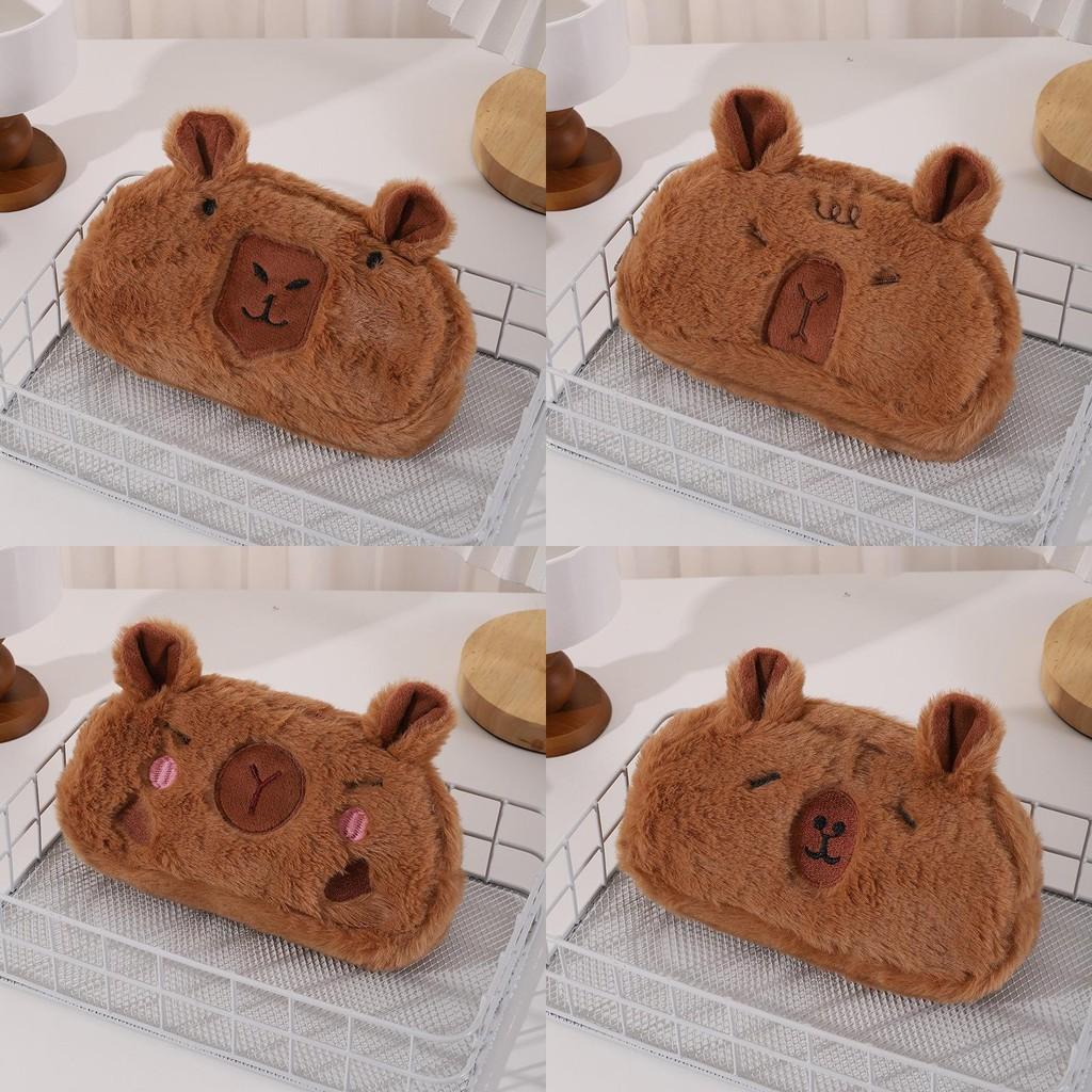 Плюшевая капибара милый пенал смешной органайзер для канцелярии большая вместимость детский подарок