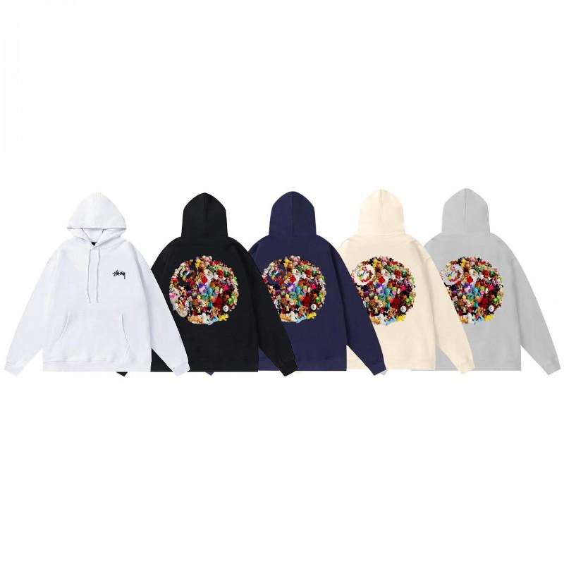 Stussy Mens Hooded Sweatshirt Casual Loose Fit Streetwear Printed Pullover