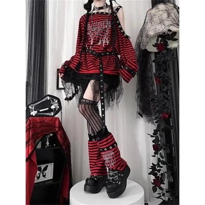 Футболки в полоску с принтом Harajuku в стиле панк Y2k, готические футболки с открытыми плечами для девочек, синие, красные, свободные футболки в стиле гранж с надписью «Бабочка» 2000-х годов