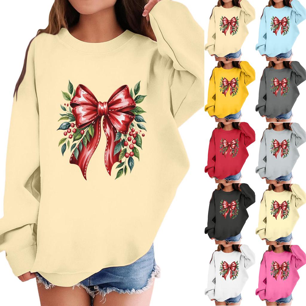 Children's Fashionable Casual Long-sleeved Loose Christmas Print Pullover Sweatshirt