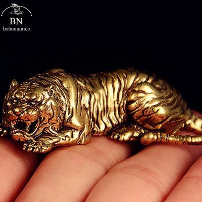 Винтажная латунная статуэтка короля тигра, пресс-папье, украшения, медные животные, тигр, миниатюры, фигурки, украшения для стола, домашний декор, подарок