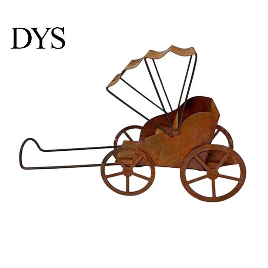 Weatherproof Garden Decor Rustic Rickshaw Ornament, Decorative Metal Yard Sculpture, Fun Decorations Retro Outdoor Decoration for Lawn Patio Backyard
