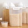 Grain Can Ergonomic Handle Measuring Cup Design Storage Container with Lid Plastic Transparent Grain Dispenser