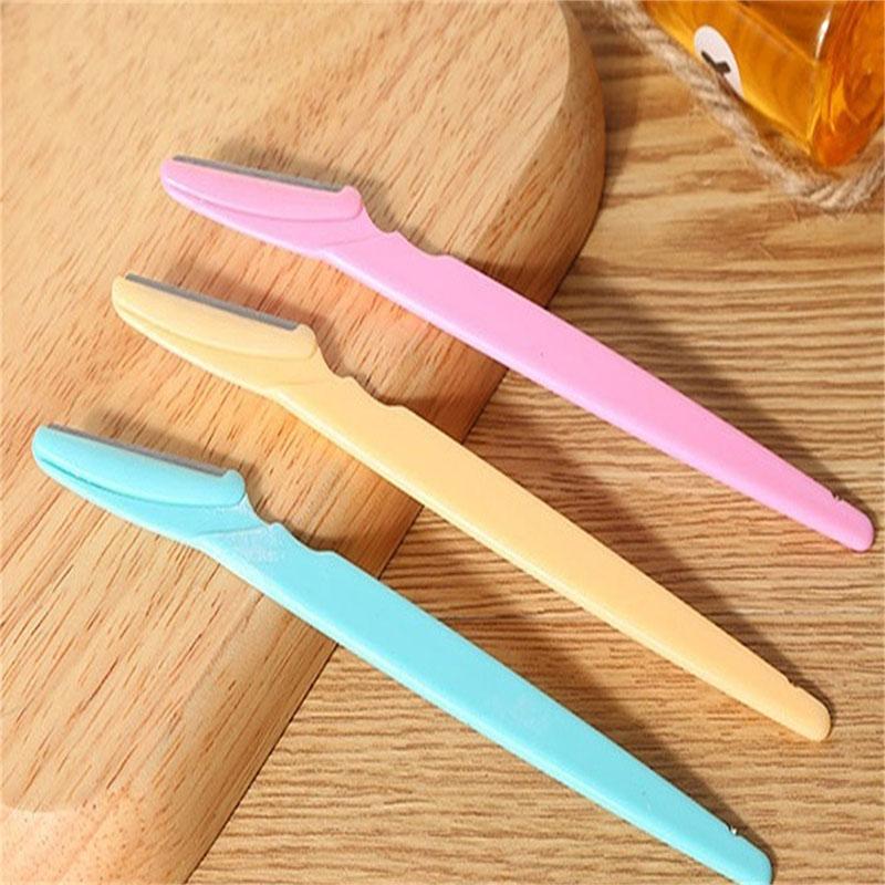 Нож для стрижки бровей из нержавеющей стали, ручка предотвращающая скольжение, разные цвета, набор триммеров для бровей 3 шт.